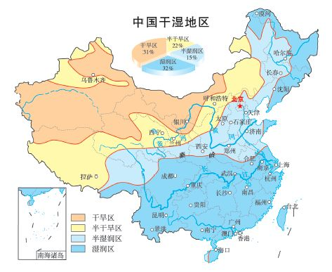 我国800毫米等降水量线