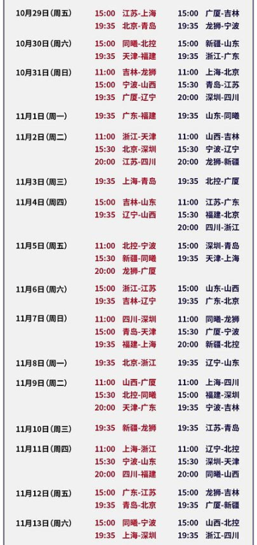 一、CBA常规赛整体架构与时间规划
