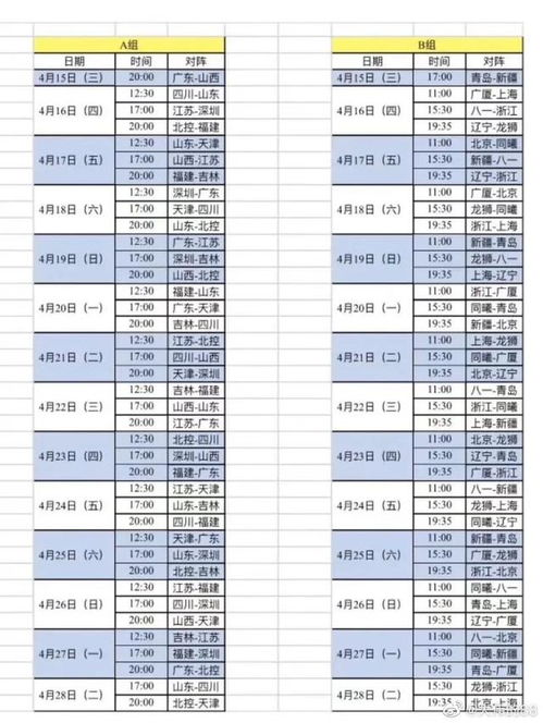 一、CBA赛季基础架构与时间节点
