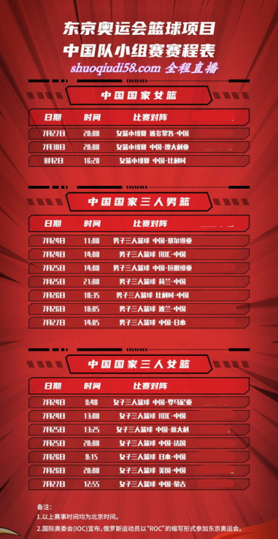 中国女篮完整赛程总览