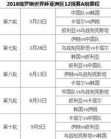 中国队预选赛赛程全览