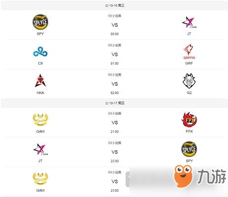 小组赛时间表概览